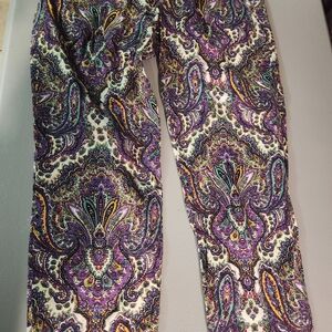 J. Crew Paisley Pant in Purple and Green